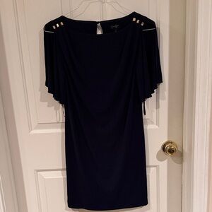 Jessica Simpson Navy Dress with Gold Details